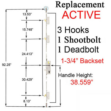 20mm Winkhaus Oml Replacement 45/92 P2000 92-1/2" Single Door